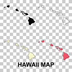 Set of Hawaii map, united states of america. Flat concept icon symbol vector illustration