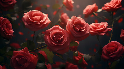 Obraz premium Vibrant Valentine's Day background with red hearts