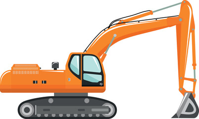 Excavator Icon in Flat Style. Vector Illustration