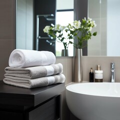 towels in a bathroom