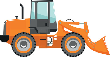 Wheel Loader Icon in Flat Style. Vector Illustration