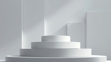 Obraz premium Minimal podium and white background for product presentation. cosmetics presentation and other products that you want to present. Generated Ai