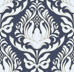 Damask seamless pattern element. Vector floral damask ornament vintage illustration.