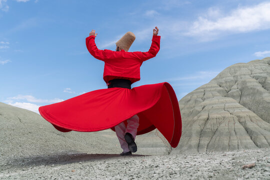 Sunset and whirling at the mountain, sufi. sufi whirling (Turkish: Semazen) is a form of Sama or physically active meditation which originated among Sufis.
