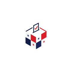 Panama election concept, democracy, voting ballot box with flag. Vector icon illustration