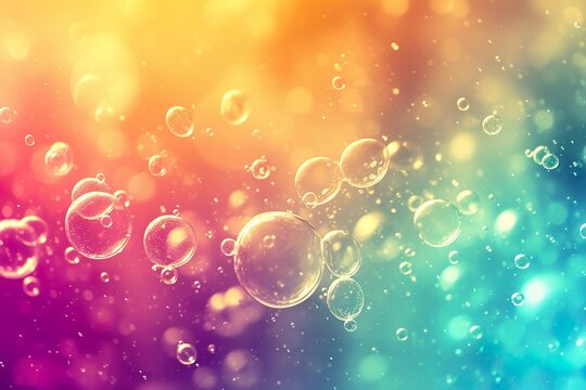 Flying bubbles on a colorful background.