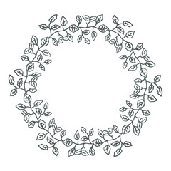 Floral wreath with leaves for wedding invite or card background Beautiful wreath. Elegant floral frame, vector isolated on white background