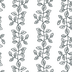 Leaves seamless pattern for textile, fabric, wallpaper, scrapbook, cover. Vector floral hand drawn background in pastel grey color.