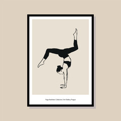 Woman silhouette in yoga pose. Minimal bohemian illustration for poster design, banners, brand identity, packaging interior design