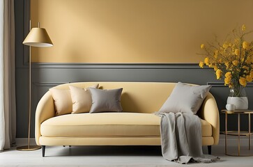 soft yellow sofa in the living room