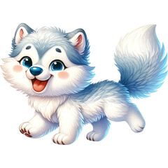 Obraz premium Arctic Innocence : Captivating Watercolor Wolf Cub