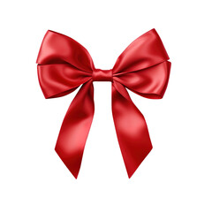 red ribbon bow isolated on transparent background, clipping path, png, 