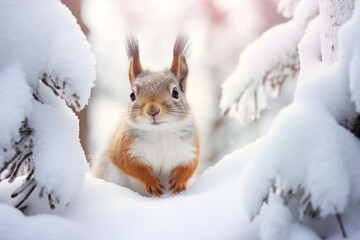 adorable squirrel in the snow