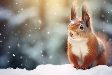 adorable squirrel in the snow