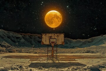 Space Basketball Extravaganza: Orange and Blue Court Among Stars and Planets, Vibrant Final Four in...