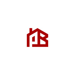 PB monogram logo inside house or building shape