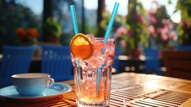 Erved with galss drinking straw UHD wallpaper