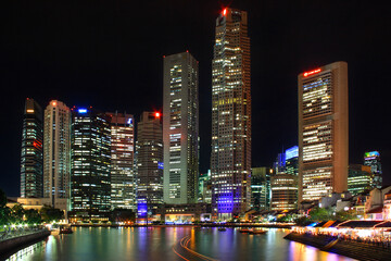 Boat Quay in Singapore by night