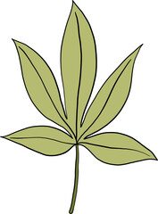 simplicity cannabis leaf freehand drawing