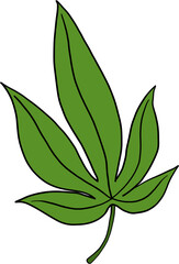 Fototapeta na wymiar simplicity cannabis leaf freehand drawing