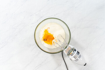 Lemon blueberry bundt cake with powdered sugar dusting