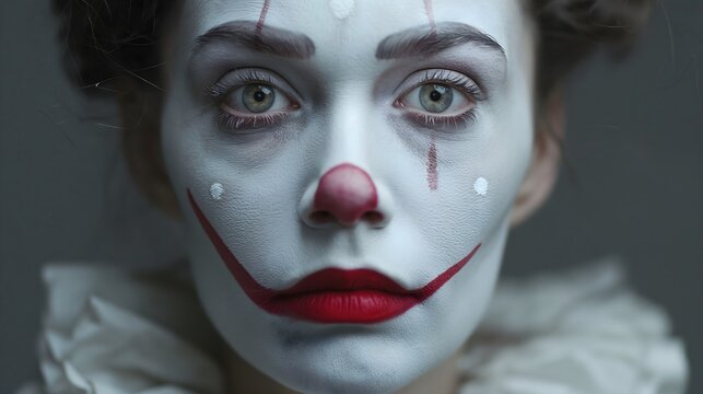 Portrait of a woman in clown make-up