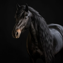 Obraz na płótnie Canvas black horse isolated on black