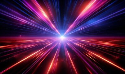 an image of bright light lights on a dark background, in the style of bold colors, dynamic lines, light brown and magenta, radiating lines, light red and indigo, intel core, science fiction influences
