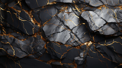 Black and gold marble exhibits golden cracks, adding to its unique appeal.