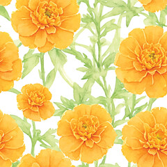 Watercolor floral blossom seamless pattern, generative AI