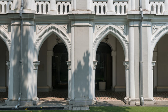 CHIJMES interior architecture, an old catholic convent converted into a shopping, dining and events center, Singapore. Famous tourist destination in town.