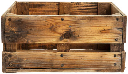 Empty wooden wood crate box illustration PNG element cut out transparent isolated on white background ,PNG file ,artwork graphic design.