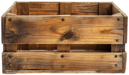 Empty wooden wood crate box illustration PNG element cut out transparent isolated on white background ,PNG file ,artwork graphic design.