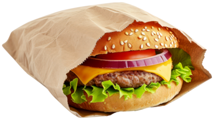 Blank burger package mockup illustration PNG element cut out transparent isolated on white background ,PNG file ,artwork graphic design.