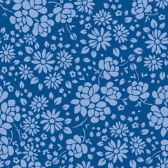 Watercolor floral blossom seamless pattern, 