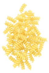 Uncooked traditional Italian spiral-shaped pasta, fusillone, or fusilli