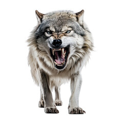 Wolf roar isolated white background