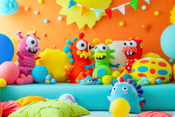 Obraz premium Playful cartoon-themed template, a lively and colorful design featuring playful cartoon characters.