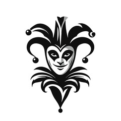 Vector logo of a jester. black and white logo of a medieval joker. professional logo for a clown.