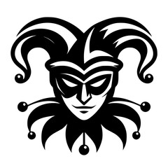 Vector logo of a jester. black and white logo of a medieval joker. professional logo for a clown.