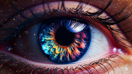  Macro shot of a human eye Iiris is a galaxy