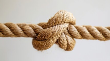 Fototapeta premium Close-Up of a Rope With a Knot, Detailed Image of Tied Rope Strand