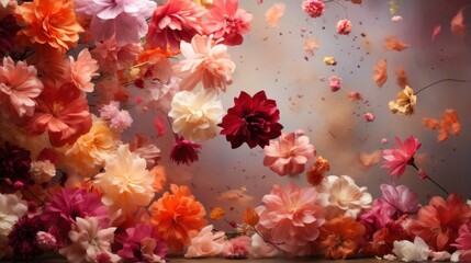 Obraz na płótnie Canvas Falling of pink and peach cloured flowers.UHD wallpaper