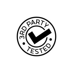 3rd party tested icon. Healthy food product labels and packaging attributes, claims, badges and certification - obrazy, fototapety, plakaty