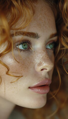 Hyper-Realistic Portrait - Ginger Beauty with Violet Eyes	