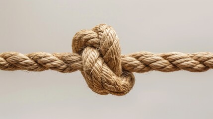 Close-Up of Rope Knot, Detailed View of Tightly Tied Knot on a Rope