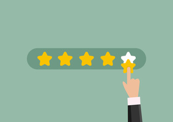 Customer satisfaction meter with star rating. evaluation, Increase rating, Satisfaction and best excellent services rating concept, Feedback concept design.