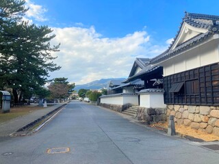 Naklejka premium 日出城 裏門櫓と町並み