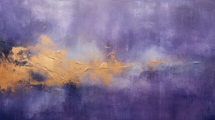 Abstract dark blue , violet and gold painting on canvas background