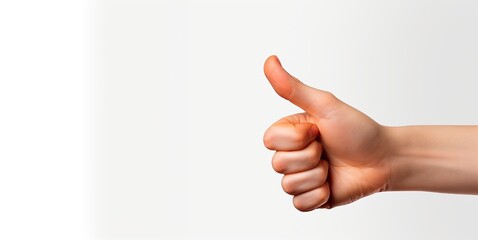 A man's hand on a white background, showing a symbol that everything is fine. The concept of luck and success. Isolated.